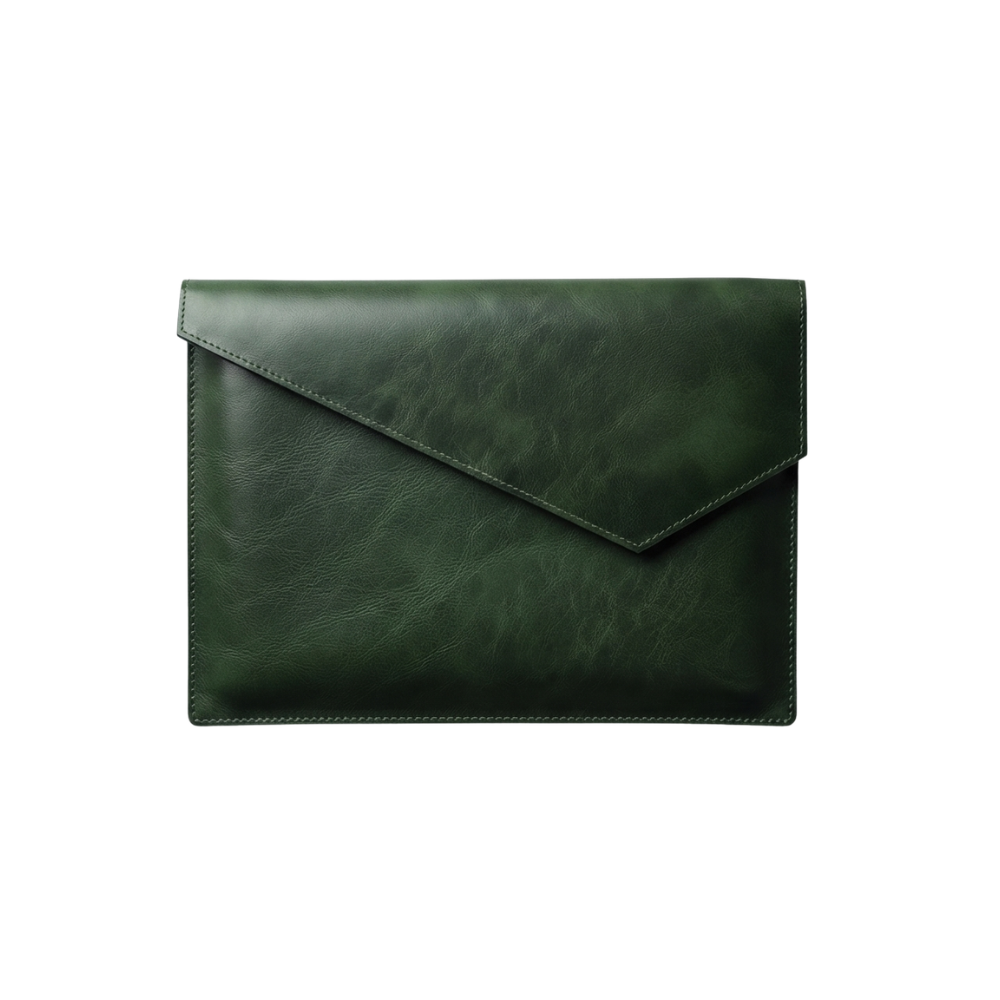 Laptop Leather Bag - Bottle Green